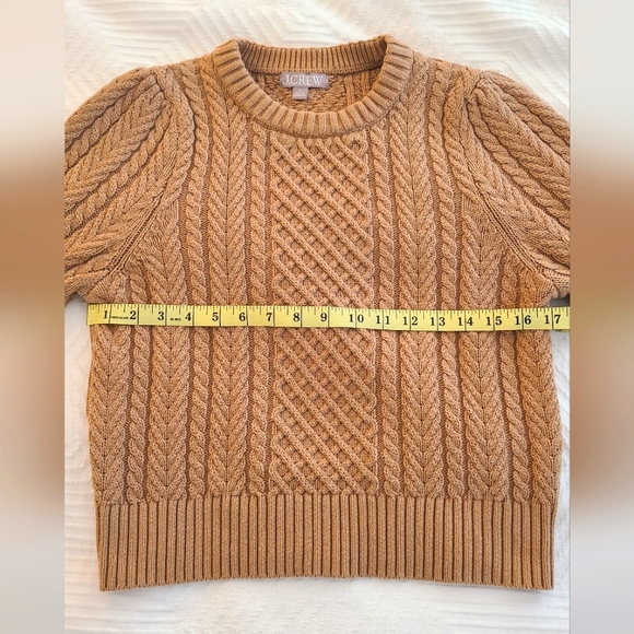 NWOT J. Crew Cable Kint Puff Sleeve Crewneck Sweater - Picture 6 of 7